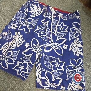 Genuine Merchandise Cubs Blue and White Floral Swim Shorts